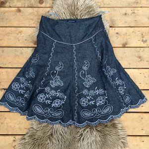 COCO & tashi grey embroidered wool blend full skirt - size L